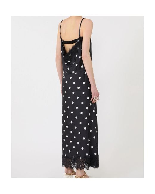 Sportmax Black Capo Polka Dot Printed Midi Slip Dress