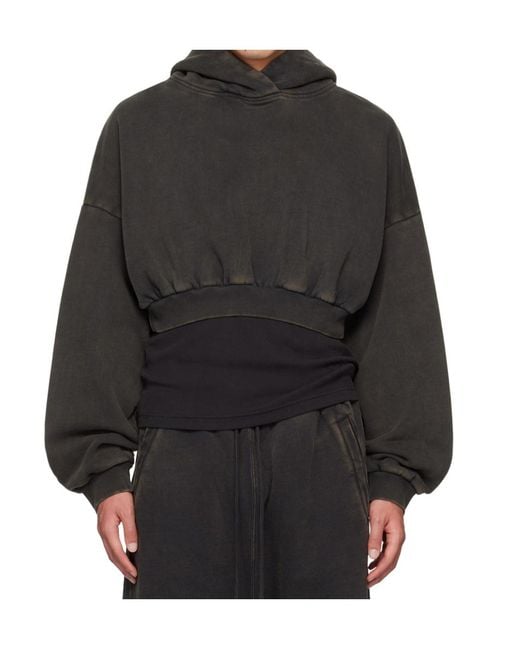 Entire studios Black Cropped Hoodies for men