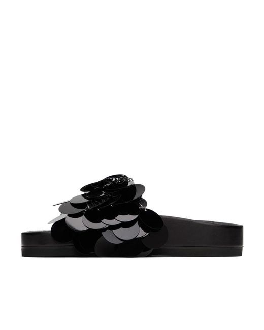 Rabanne Black Sequin Embellishment Open-Toe Sandals