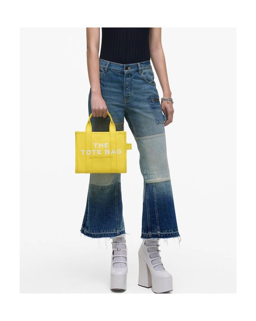 Marc Jacobs Yellow Logo Printed Zip-Up Small Tote Bag