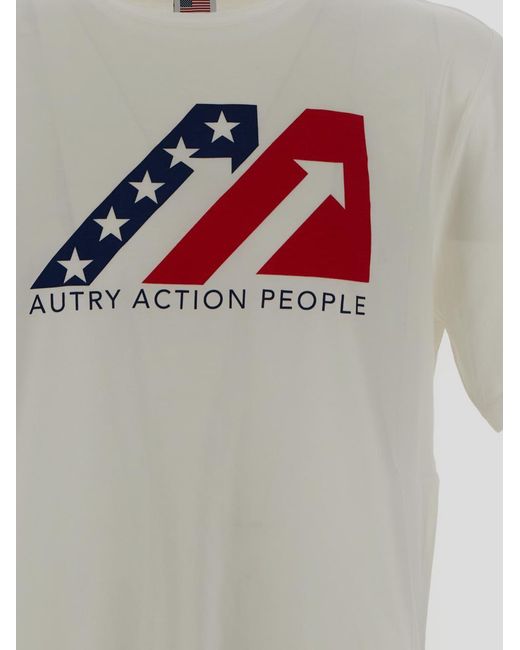 Autry White Graphic Printed Crewneck T-Shirt for men