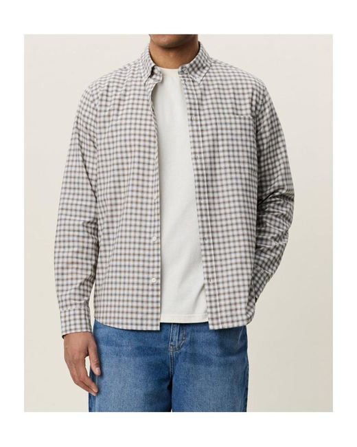 Les Deux Gray Check-Pattern Button-Down Shirt for men