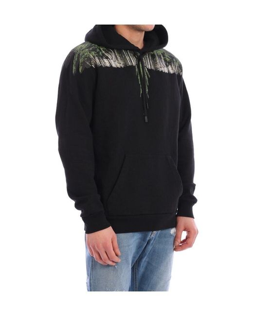 Marcelo Burlon Black Wing Printed Hooded Sweater for men