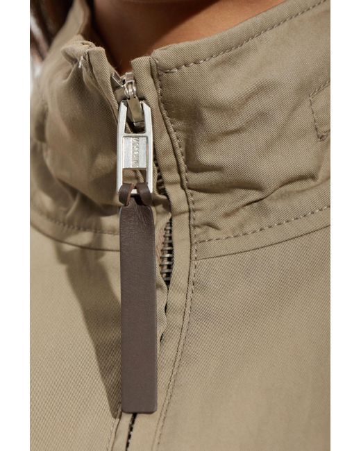 Moschino Natural Stand-Up Collar Zip-Up Jacket