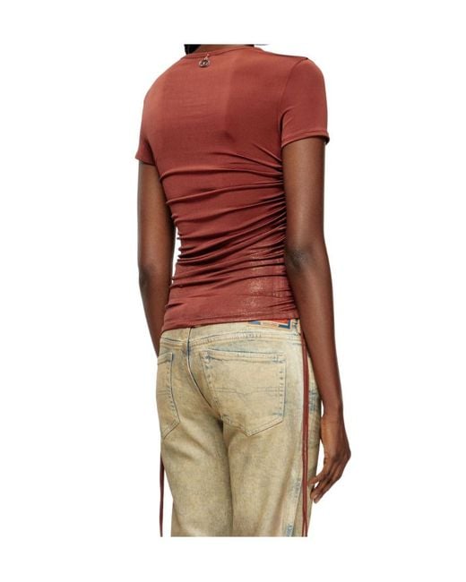 DIESEL Red T-Rey Drawstring Side Jersey Top