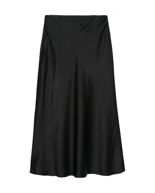 Nanushka Black Satin Midi Skirt