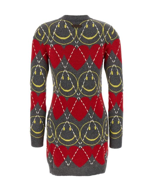 Moschino Red Smiley Face Crewneck Dress