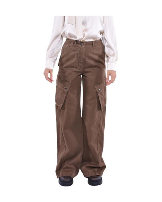 Weekend by Maxmara Brown Button Detailed Straight Leg Pants
