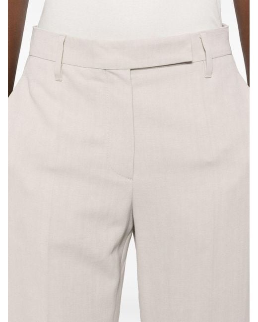 Brunello Cucinelli White Tapered Tailored Trousers