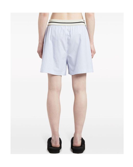 Palm Angels White Stiped Pleated Boxed Shorts
