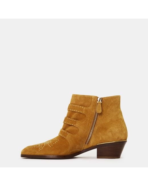 Chloé Brown Susan Side Zipper Ankle Boots