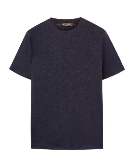 Loro Piana Blue Linen T-Shirt for men