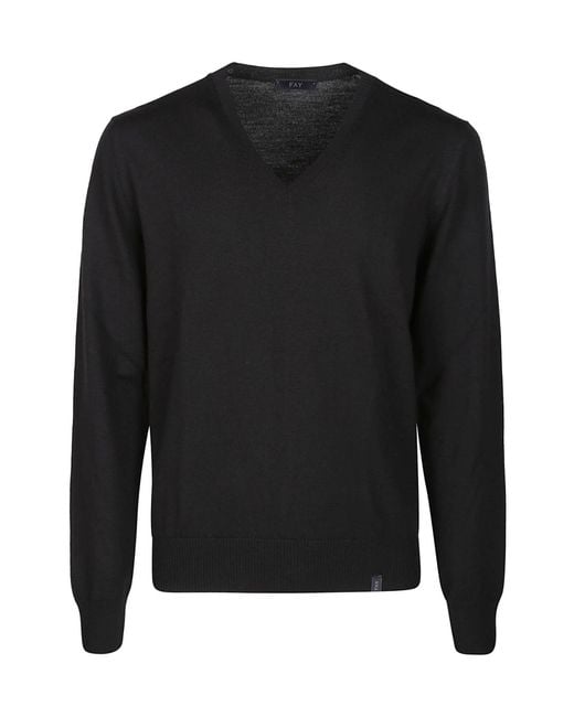 Fay Black Wool Sweater for men