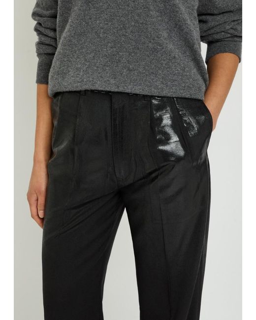 Maison Margiela Black Coated Straight-Leg Wool Trousers
