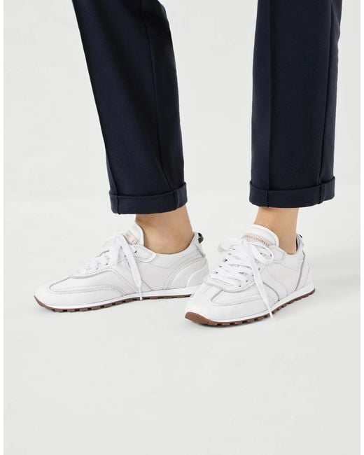 Brunello Cucinelli White Low Top Lace Up Sneakers