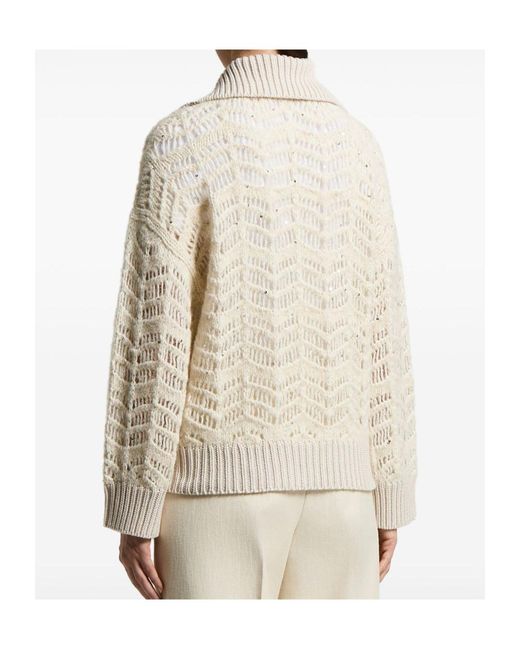 Peserico White Openwork Knit Cardigan