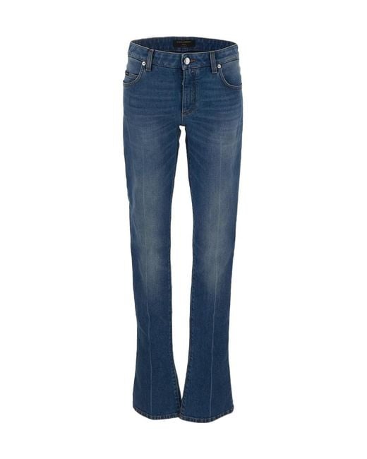 Dolce & Gabbana Blue Logo Plaque Flared Jeans