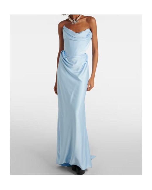 Vivienne Westwood Blue Galaxy Strapless Satin Gown