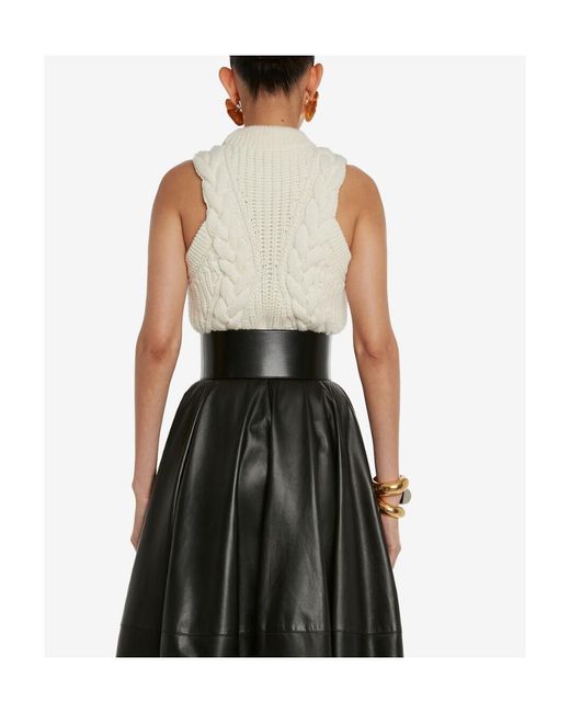 McQueen White Cable-Knit Wool Top