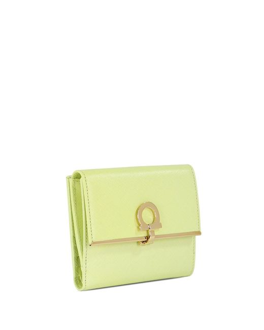 Ferragamo Yellow Logo Buckle Wallet