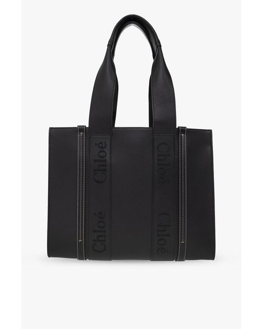 Chloé Black Chloé Woody Medium Shopper Bag
