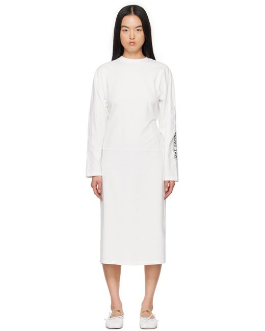 MM6 by Maison Margiela White Drop Shoulder Long T-Shirt