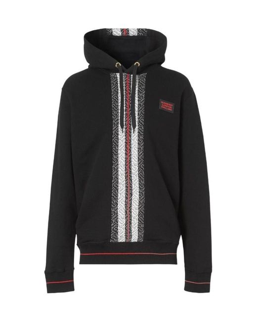 Burberry Black Monogram Stripe Panel Hoodie for men