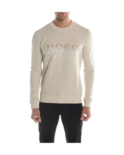 Boss Gray Round-Necked Logo Sweater for men