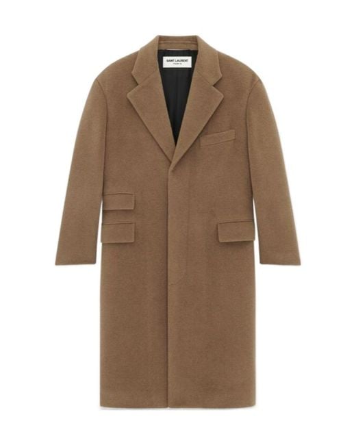 Saint Laurent Brown Single-Breasted Long-Sleeved Coat