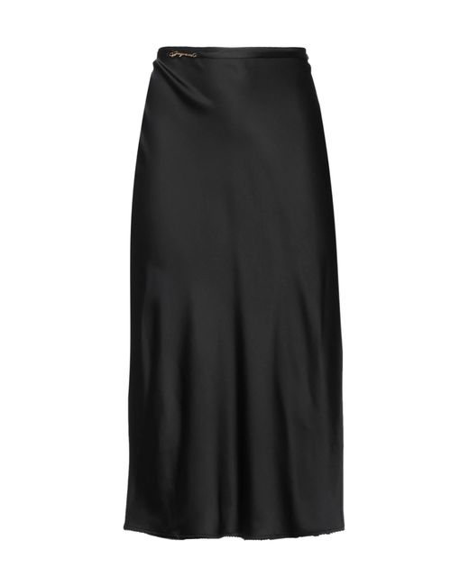 Jacquemus Black Simple Solid-Color Satin Midi Skirt