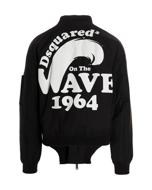 DSquared² Black Dropped Shoulder Bomber Jacket for men