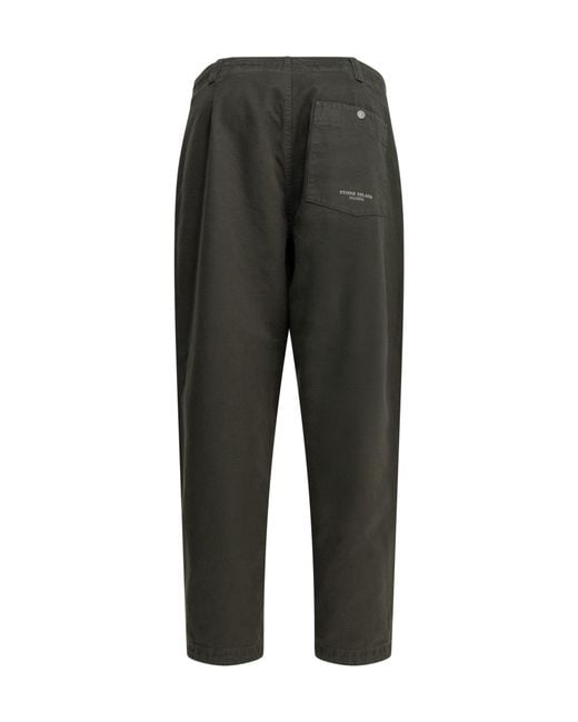 Stone Island Gray Patch-Pocket Drawstring-Cuff Trousers for men