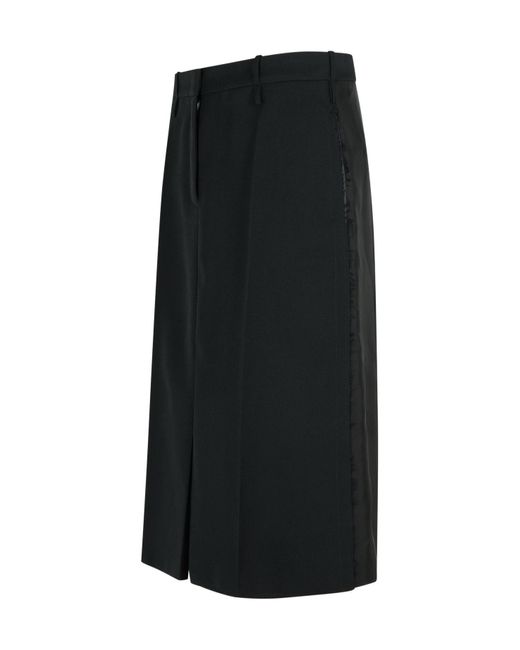 Jil Sander Black Pleated A-Line Skirt