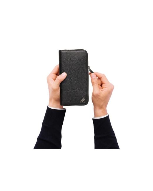 Prada Black Logo Plaque Zipped Wallet for men