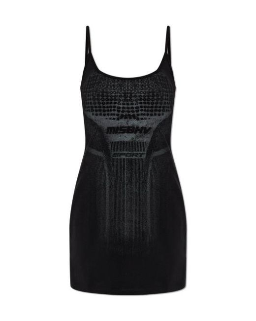 M I S B H V Black Logo-Detail Mini Dress
