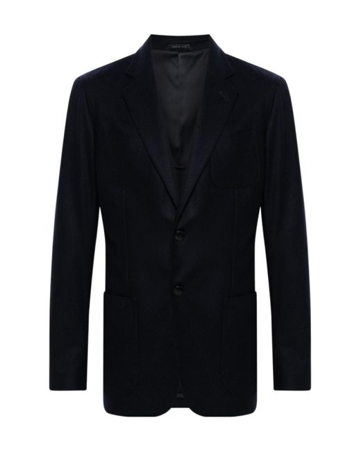 Giorgio Armani Blue Single-Breasted Felted Blazer for men