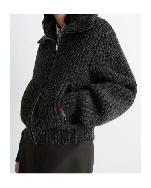 Lemaire Black Zip-Up Knitted Cardigan