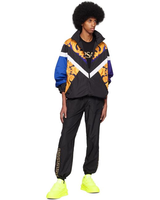 Versace Black Logo Printed Track Pants for men