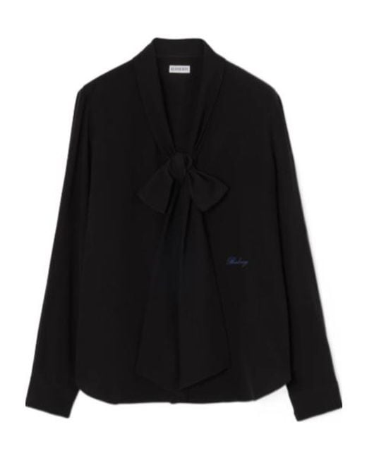 Burberry Black Silk Scarf Blouse