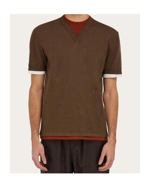 Ferragamo Brown Ferragamo Layered Knitted T-Shirt for men