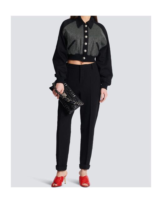 Balmain Black High-Rise Tapered Trousers