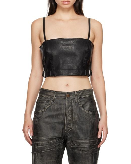 Acne Black Leather Crop Top