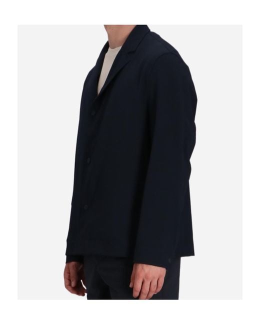Boss Blue Notched-Collar Button-Up Jacket for men