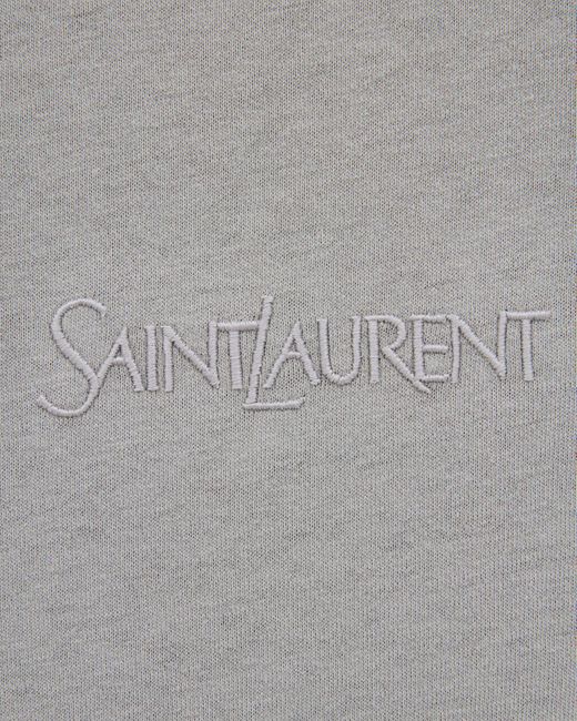 Saint Laurent Gray Logo Embroidered Crewneck T-Shirt for men