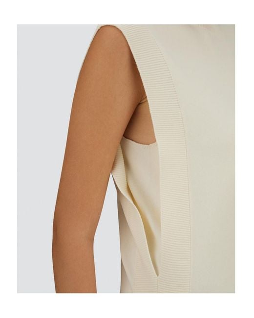 Herno White Ribbed-Hem Tank Top