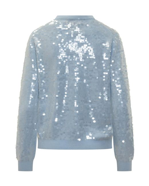 Semicouture Blue Renata Sequin-Embellished Sweater