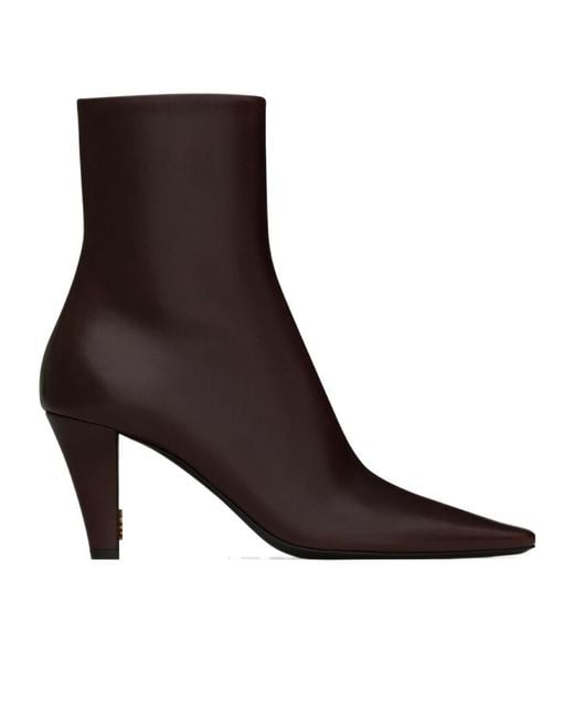 Saint Laurent Brown Jill Square Pointed Toe Ankle Boots