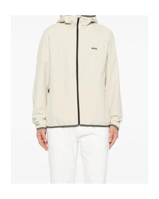Boss Natural Logo-Motif Hooded Jacket for men