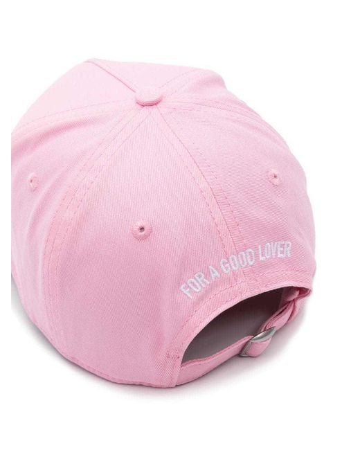 DSquared² Pink Slogan-Embroidered Cotton Cap for men