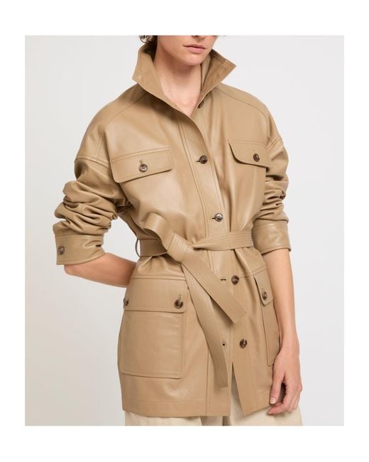 Yves Salomon Natural Buttoned Belted Jacket